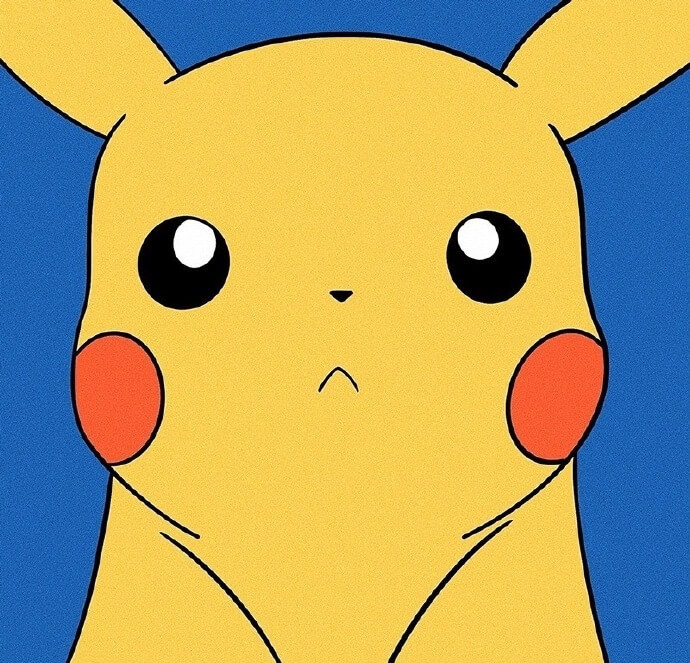 Pikachu với phông nền màu xanh trên máy tính