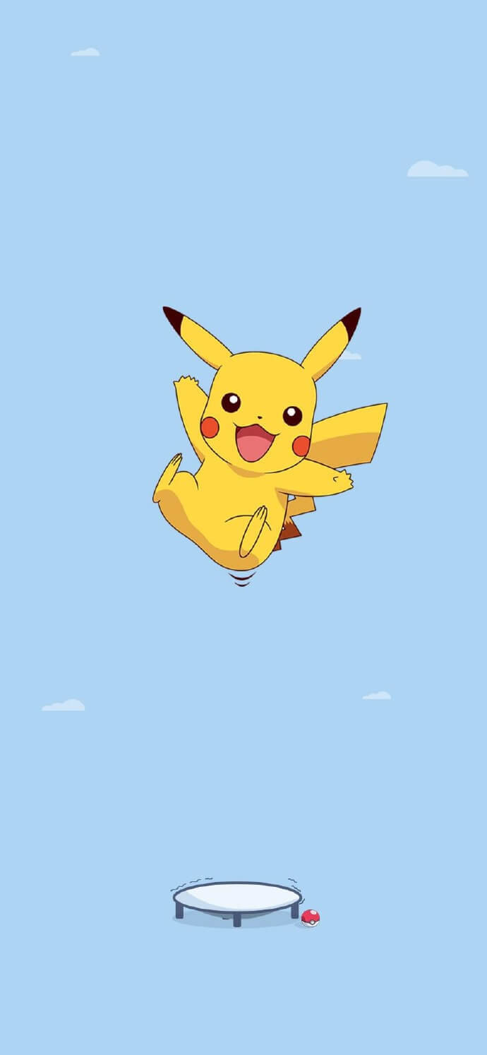 Pikachu với biểu cảm buồn ngủ trên điện thoại