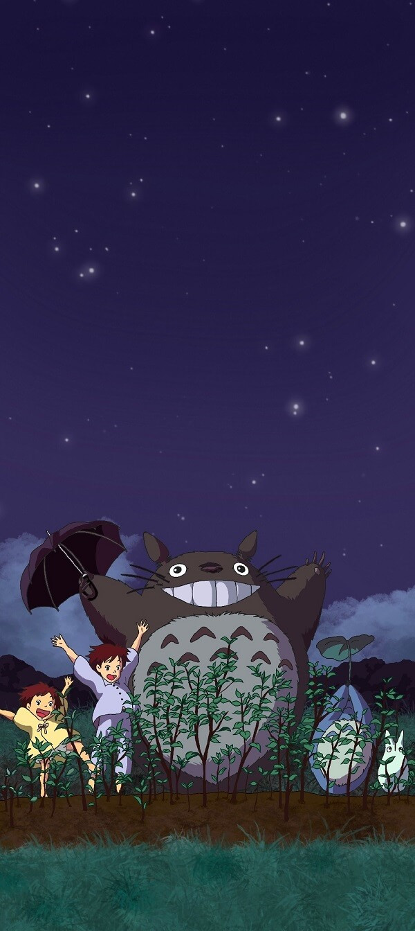 Hình nền Totoro dễ thương với cây dù