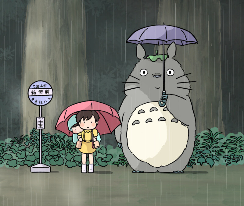 Hình nền máy tính Totoro và những hạt bụi đen