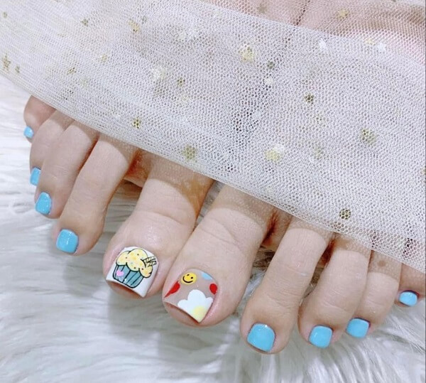 Mẫu nail chân vẽ cute 4