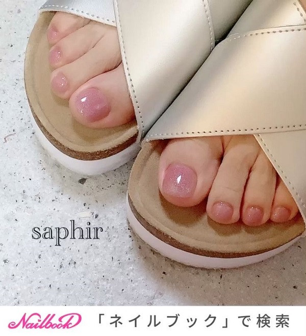 Mẫu nail chân hồng thạch đính đá