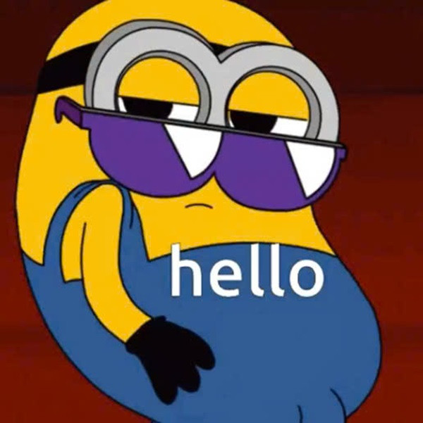 Meme hello đơn giản với chữ "Hello"