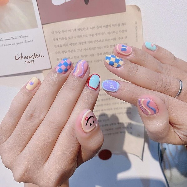 Mẫu nail hoạt hình dễ thương phong cách Hàn Quốc