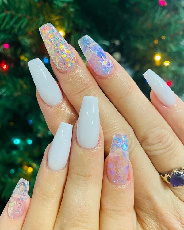 Mẫu nail kim tuyến màu hồng ngọt ngào