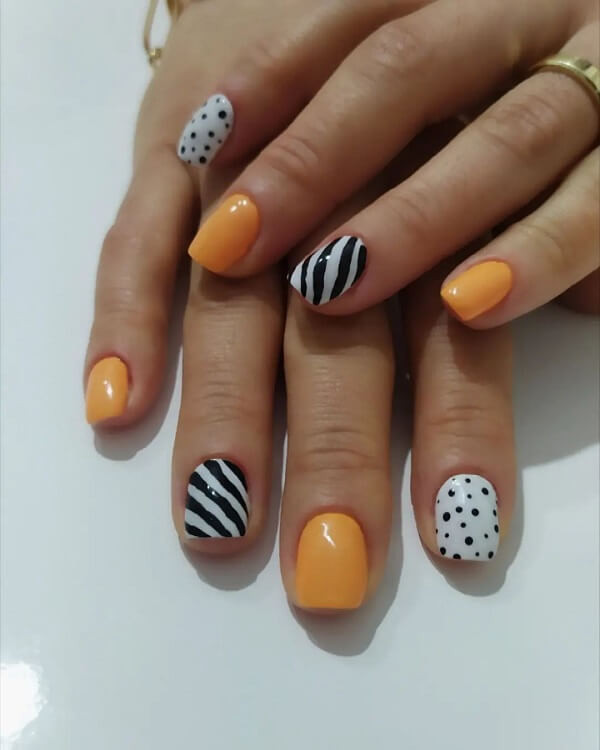 Mẫu nail màu cam 3