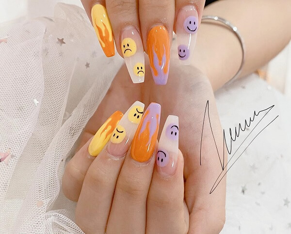 Nail màu cam đất 2