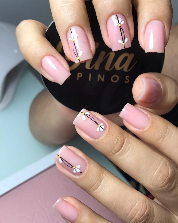 Mẫu nail màu hồng 1