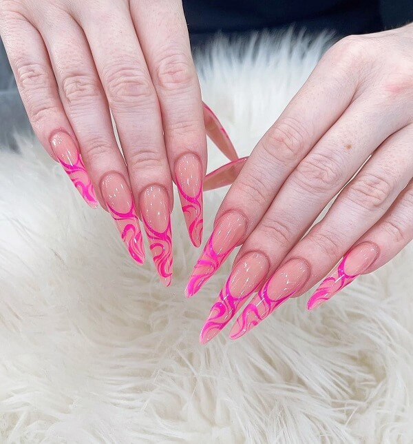 Mẫu nail màu hồng 5