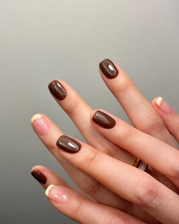 Mẫu nail màu nâu tây thời thượng